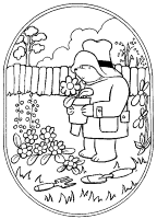 A coloring page of paddington bear